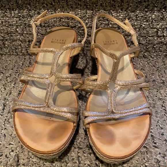 Stuart Weitzman Platform Glitter Espadrilles Size 9 - Picture 2 of 6